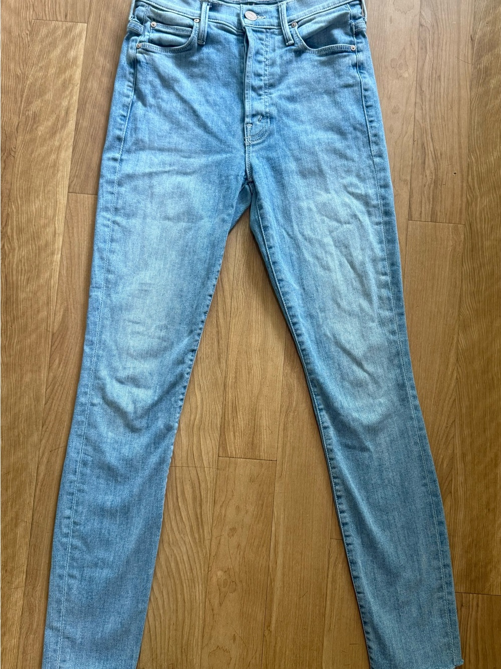 MOTHER Skinny Jeans in Light Blue Wash